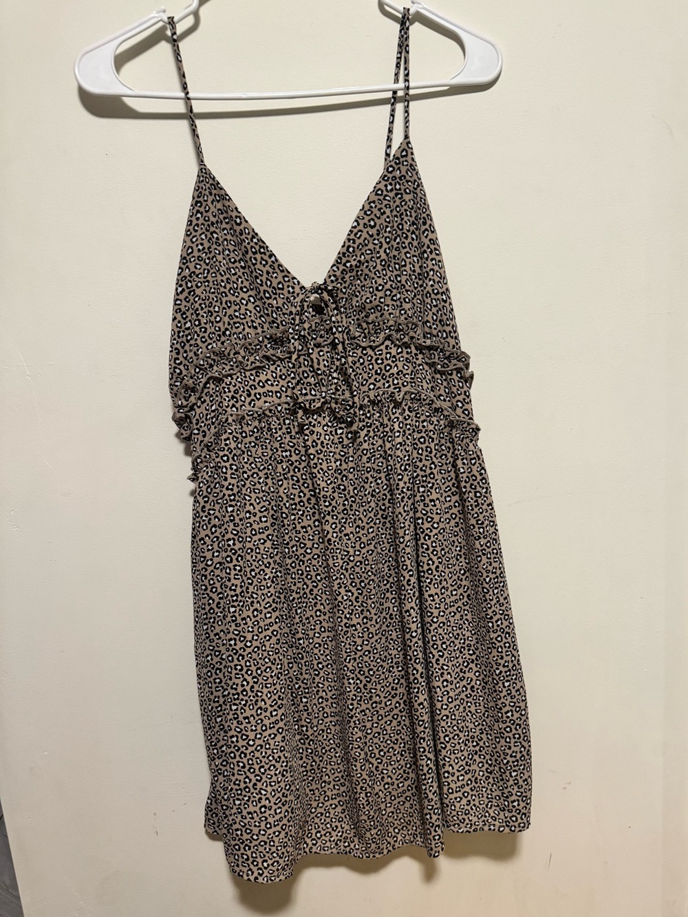 Altar'd State Beige and Black Leopard Print Mini Dress